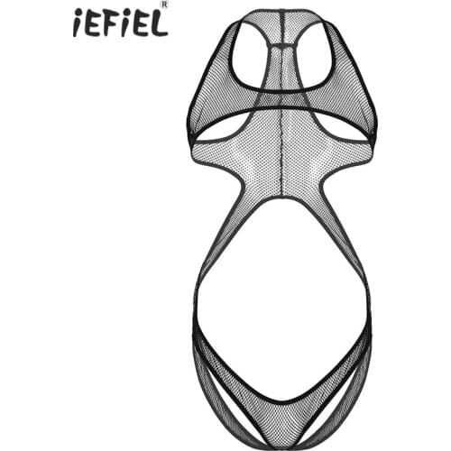 Gay Mens One-piece Wrestling Singlet Leotard Mankini Bodysuit Underwear Hollow Out Fishnet Lingerie Bodysuits Nightclub Costumes