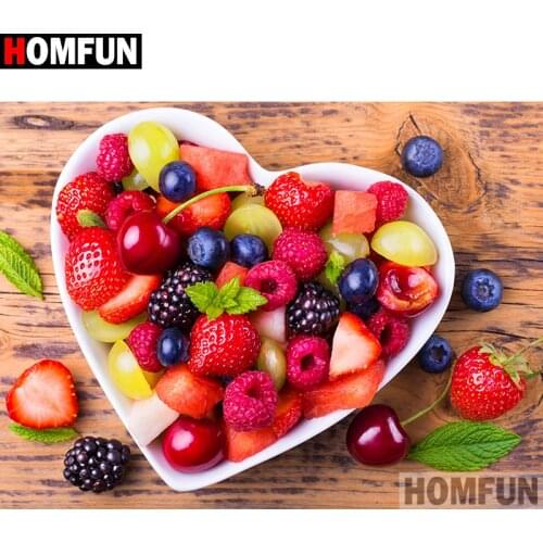 HOMFUN Diamond Painting Cross Stitch "Fruit plate heart"5D DIY Diamond Embroidery Full Square/round Rhinestone Of Picture A21367