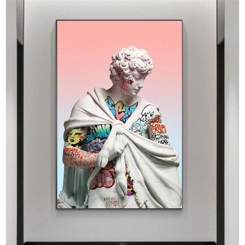 Vaporwave Sculpture of David Art Poster and Prints Graffiti of David Canvas Painting The Wall Street Art Picture Home Decoration