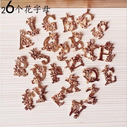 KC 26 Gold Alphabet Pendant Bracelet Necklace Pendant DIY Hair Accessories