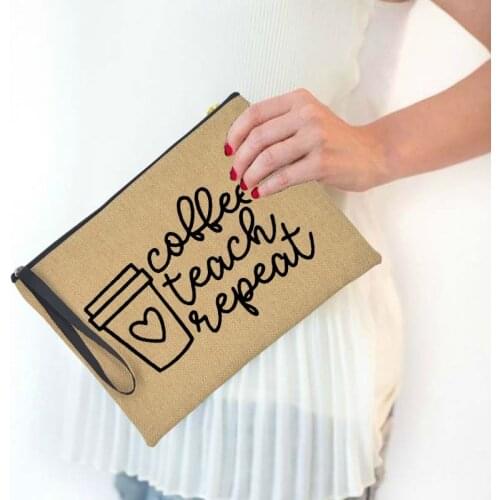 Coffee Teacher Repeat Wallet Women Wallets Large Purse Fashion Handbag Shopping Coin Purse Card Holder Tote Makeup Bag Best Gift