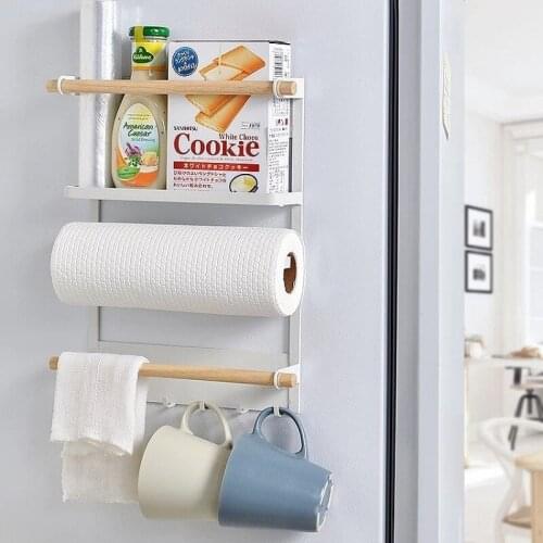 Creative Magnetic Adsorption Refrigerator Storage Holder Kitchen Paper Towel Shelf Rack Refrigerator Side Wall Hanger Organizer