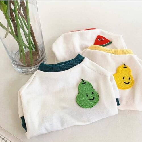 Pure cotton pet dogs and cats summer thin sweaters fruit print Teddy Schnauzer Bibby about small dog clothes