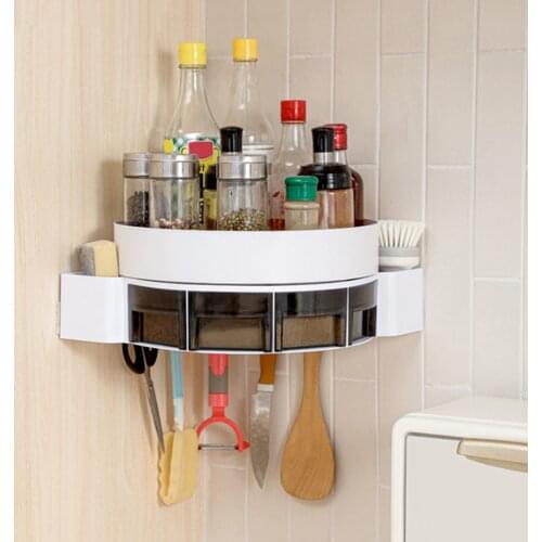 Multi-Function Storage Rack Rotating Shelf Storage Spice Holder Perforated Tray For Bathroom Kitchen Fridge Cosmetics Makeup