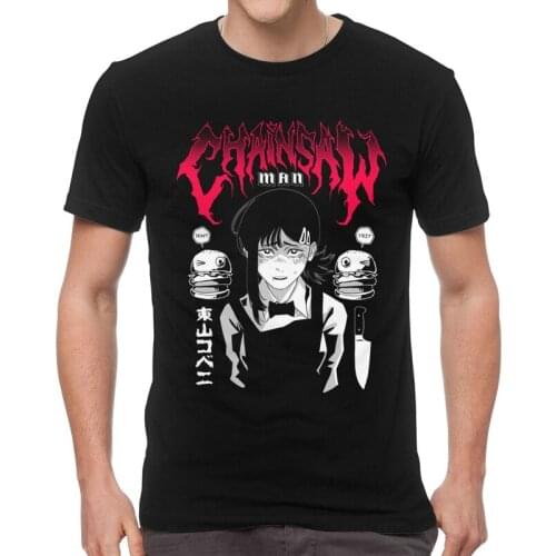 Male Chainsaw Man T-Shirt Fashion Kobeni Metal Anime Manga Tshirt Short Sleeve Cool T Shirt Homme Cotton Tee Tops Merch