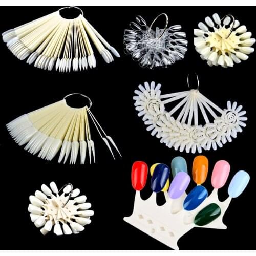 YZWLE False Nail Tips Color Card Fan Finger DIY Nail Display Nail Art Practice Acrylic UV Gel Polish Manicure Tool