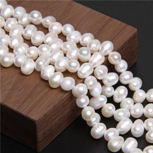 Irregular Natural Freshwater Pearl Beads White Rice Shape Real Pearls Loose Beads for Jewelry Making DIY Bracelet Necklace 14"