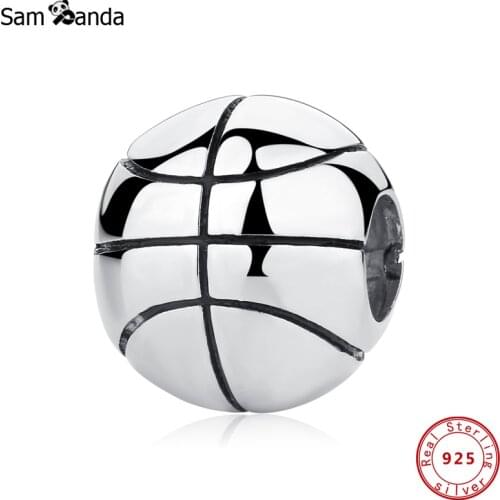 New Authentic 100% 925 Sterling Silver Charm Bead Basketball Charms Ball Love Sports Fit Original Bracelets Women Diy Jewelry