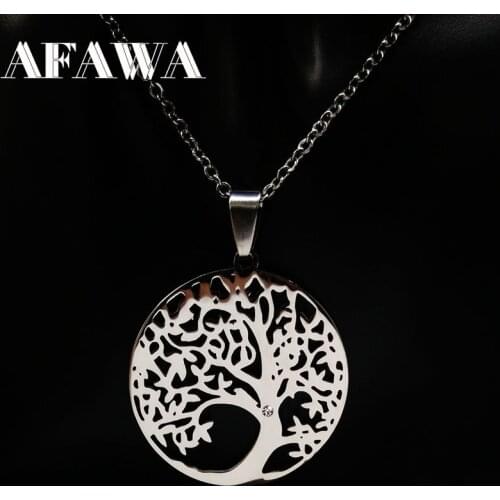 2021 Stainless Steel Tree of Life Necklaces Tree Bohemian Necklace & pendants Jewellery For Women or Men Gift collane donna N309