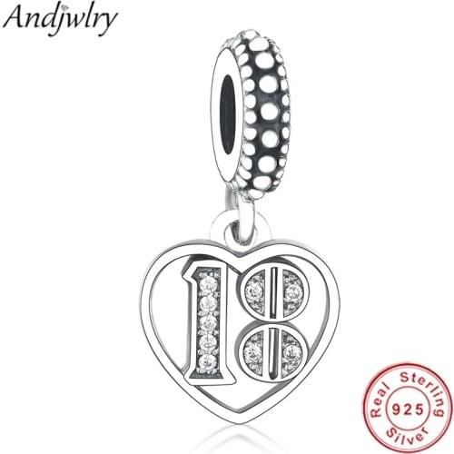 Fit Original Pandora Charms Bracelet 925 Sterling Silver 18th Celebration Dangle Charm Pendant DIY Jewelry Berloque