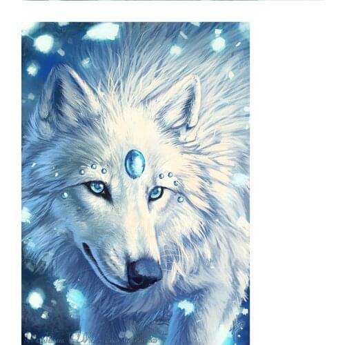 5D diamond painting cross stitch white wolf diamond embroidery animal diamond mosaic kit winter landscape artist home decoration