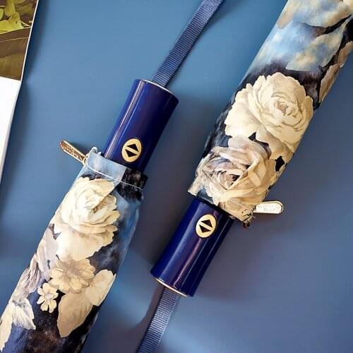 Retro automatic umbrella folding vinyl sun umbrella sun protection and UV protection portable rain and sunshine