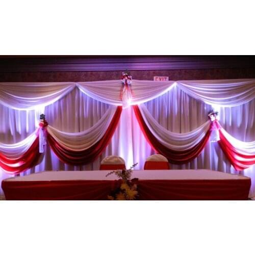 Luxury Wedding Backdrop with red swags Party Event Curtain Drape Wedding Supplies Curtain