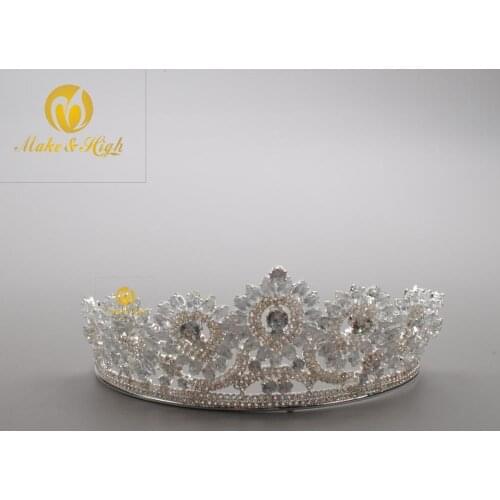 Handmade Austrain Rhinestones Women Wedding Crown Headband Bridal Tiara Headpiece Hair Jewelry Diademe Couronne De Mariage Bijoux Cheveux TC157