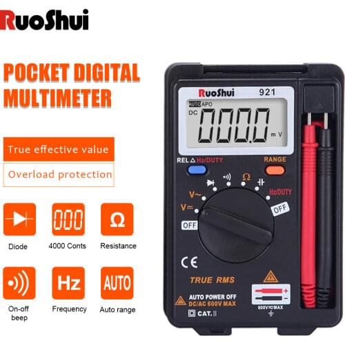 RuoShui 921 Multitester 3999 counts Mini Handheld Auto Range tranistor Tester Foldable Ammeter portable belt Digital Multimeter