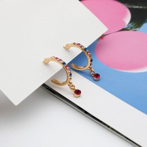 Hoop Earrings Multi Color Glass Stones Earring Hooping Ear Cuff For Women Elegant Styles Zinc-Alloy Girl New Fashion Item 202176