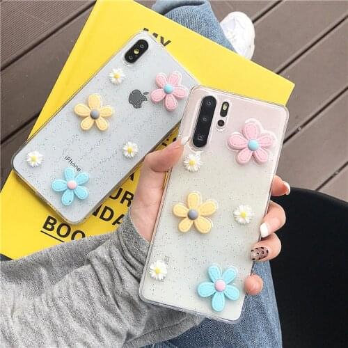 Silicone Soft Transparent Glitter 3D Flowers Case For Huawei Mate 10 P30 P20 Pro Lite Nova 4E 3E P10 Plus Honor V20 V10 V9 Case