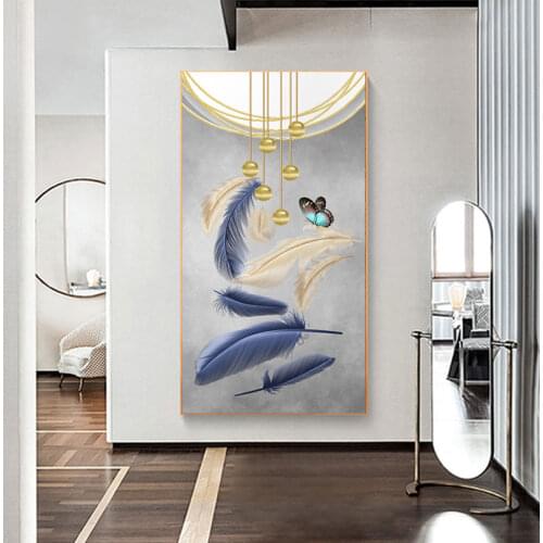 Nordic Modern Art Print Feather Butterfly Pearl Pictures Canvas Painting Cavans Painting Wall Art Poster in Livinroom Home Deco