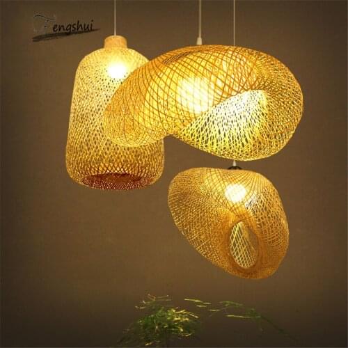 Modern Bamboo Lamp Pendant Lights Indoor Lighting Hotel Rattan Pendant Lamp for Living Room Kitchen Hanging Lamp Light Fixtures