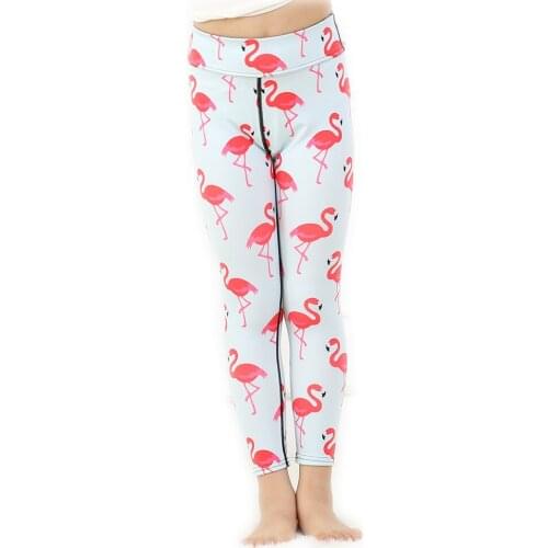Red Flamingo Print Girls Running Sports Pants S M L XL 6 To 12 T Gym Leggings