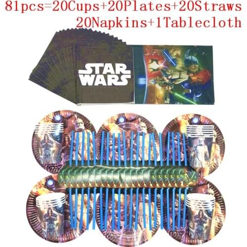 Birthday Party Plates Wedding Decorations Set Star Wars Theme Disposable Tableware Paper Cup Straws Home Party Supplies for Kids