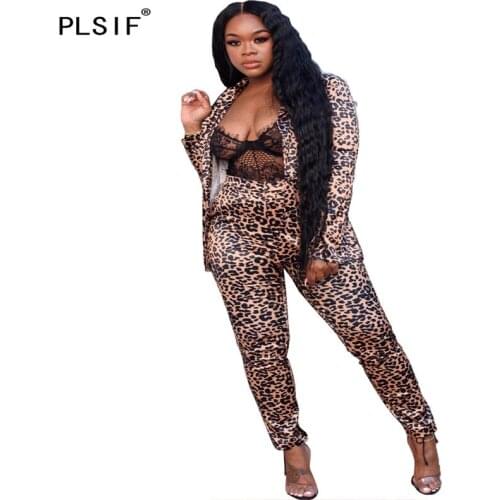 Leopard Grain Long Sleeve Crop Top And Pants 2 Pieces Set High Street Chic Lady Fashion Women Outfits