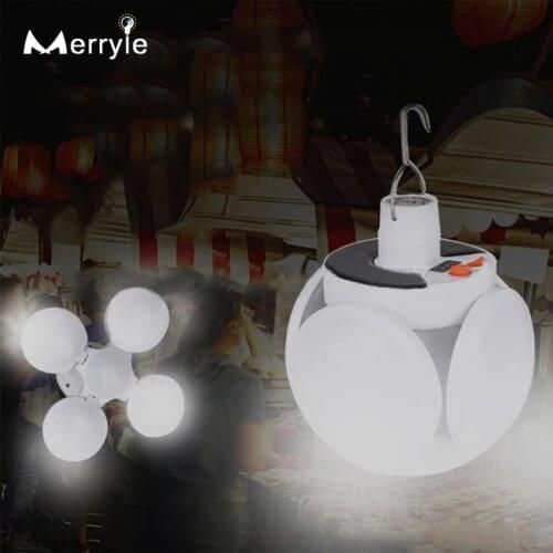 Ultra Bright Outdoor LED Camping Lamp Solar Folding Tent Camping Night Light Waterproof Emergency Lighting Bulb For Yard Garden