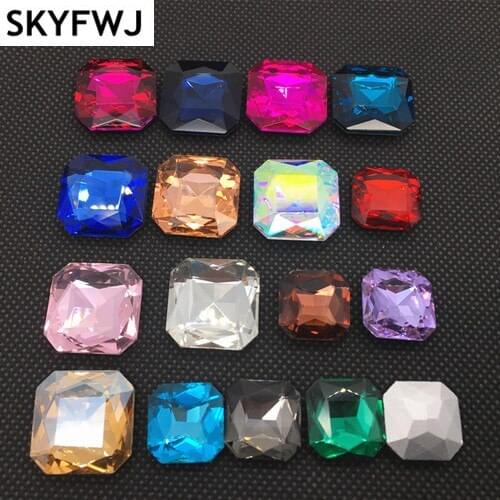 All Colors & Sizes 8mm~18mm 23mm Pointed Back Square Octagon Glass Crystal Fancy Stone Crystal AB,Red,Dark Green,Gold shadow