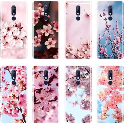 Back Cover For Nokia 7.1 6.1 5.1 3.1 2.1 Plus Pink Flower Cherry Blossom Silicone Soft Phone Case For Nokia 2.1 3.1 5.1 6.1 7.1