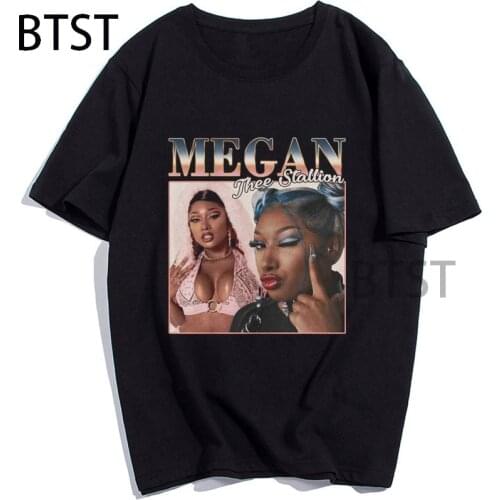 Megan Thee Stallion Shirt Vintage 90s Rap T-shirt Unisex Black White TShirt Women/Men Streetwear Cotton Summer short sleeve Top
