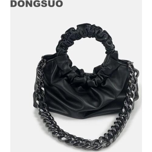 Women metal chain totes handbag designer clutch dumpling shoulder bag quality crossbody cloud purse green black handbag 2021 new