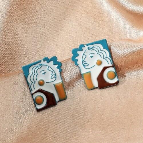 Spray Painting Geometry Image Earrings Art Design Earrings Fashion And Personality Women Jewelry Accessories