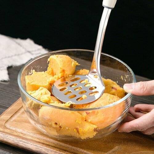 1Pcs Potato Masher Stainless Steel Potatoes Mud Pressure Mud Machine Fruit Crusher Vegetable Tool Kitchen Garlic Crusher Gadgets