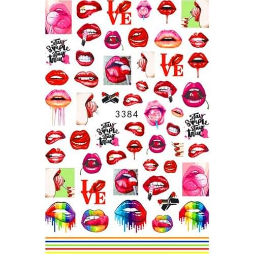 10PCS 3D Valentines Day Flower Nail Sticker Europe and America DIY Sexy Girl Self Adhesive Nail Art Decoration Tool