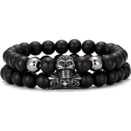 2pcs/lot 8mm gold silver copper cz zircon cubic zirconia beads Yoga Bracelet elastic adjustable Stone Bangles ef34