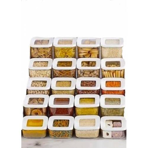 20 Pieces Food and storage box set plastic transparent regular legumes Hard Plastic Vacuum Air-tight Rectangular Storage Box