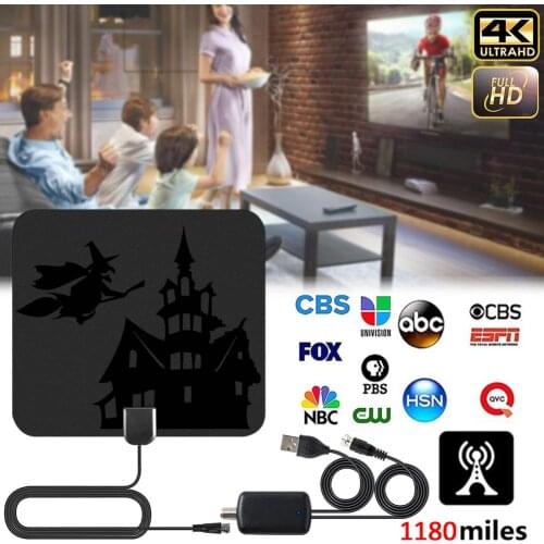 4K Digital HDTV Aerial Indoor Amplified Antenna 1180 Miles Range with DVB-T2 Freeview TV for Life Local Channels Broadcast