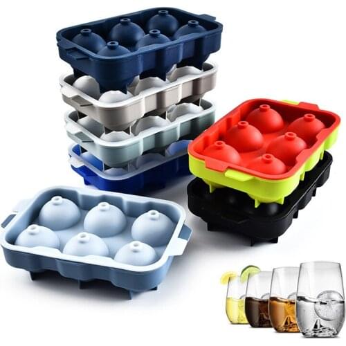 6 Holes Silicone Ice Balls Maker Ice Cube Tray Silicone Round Sphere Tray Mold Cube Whiskey Cocktails Kitchen Bar Accessories