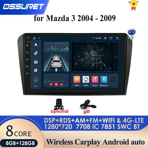 9 inch Android 10 Car Radio GPS Navigation Multimedia Player For Mazda 3 2004-2009&2010-2013 4G Wifi OBD2 Carplayer DAB DVR USB