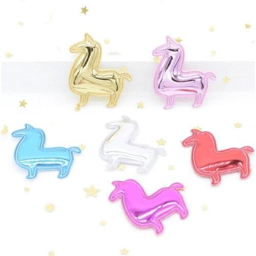 20Pcs 30*35mm PU Patches Kawaii Alpaca Shaped PU Leather Appliques for DIY Headband Giftbox Cake Topper Materials Supply H18