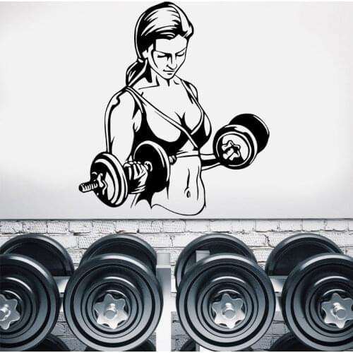 Bodybuilder Girl Gym Fitness Coach Sport Muscles Woman Wall Sticker Vinyl Art Interior Gym Decal Mural Decor Wall Poster S003