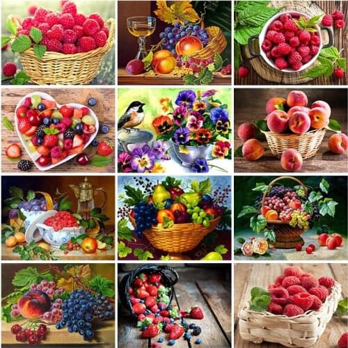 DIY 5D Diamond Painting Full Round Drill Mosaic Fruit Diamond Embroidery Oil Painting Cross Stitch Manual Art Home Decor Gift