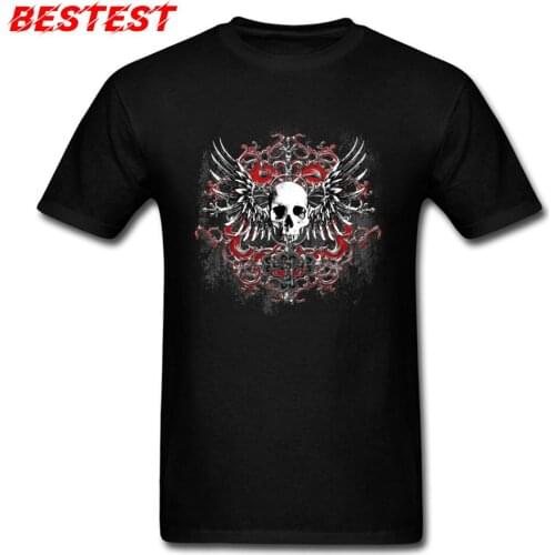 Skull T-shirt Hells Crest Men Vintage Tshirt 100% Cotton Fabric T Shirt 2018 Fashion Round Neck Tops Short Sleeve Black Clothing