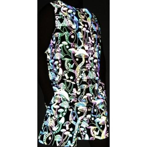 Summer Mens Sets Mushroom Print Reflective Tank Top Elasticity Breathable Sleeveless TShirt Sportswear Shorts Joggers tracksuit