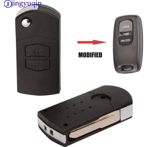 Jingyuqin 10ps Modified 2 Buttons Folding Car Key Fob For Mazda 3 5 6 MPV Protege cx-5 Case Cover Uncut Blade