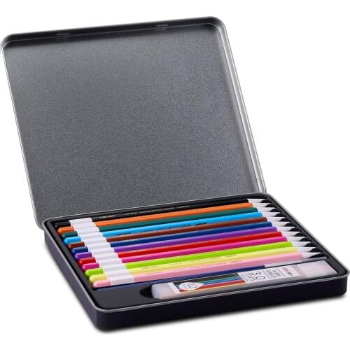 Deli Water Soluble Press Color Pencil student drawing hand drawing tool 12 color 24 color beginner drawing color pencil sketch