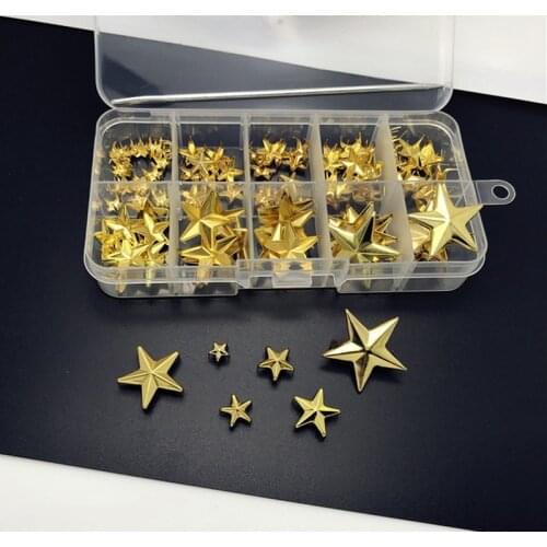Kit Box Package Golden Star Garment Bracelet Rivets Nailhead Claws Stud For Hat Bag Shoe Jeans Leather Craft Clothes Accessories