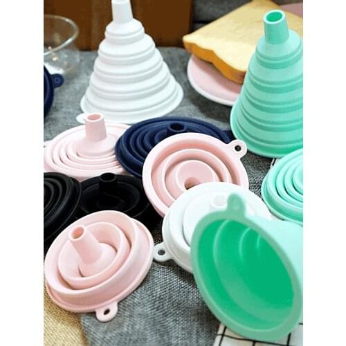 Kitchen silicone funnel telescopic wide mouth folding funnel refueling Mini funnel large diameter oil leakage suit funnel