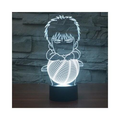 Hot NEW 7color changing 3D Bulbing Light Slamdunk Rukawa maple illusion LED lamp creative action figure toy Christmas gift