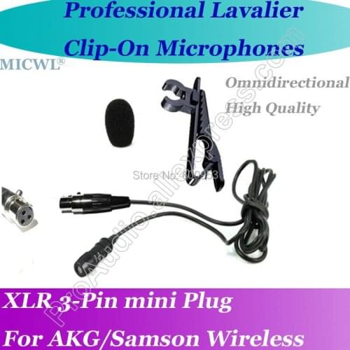 MICWL xlr mini 3Pin Microfone Lavalier para Lapel Microphone for AKG Samson Gemini Wireless A6T-3P